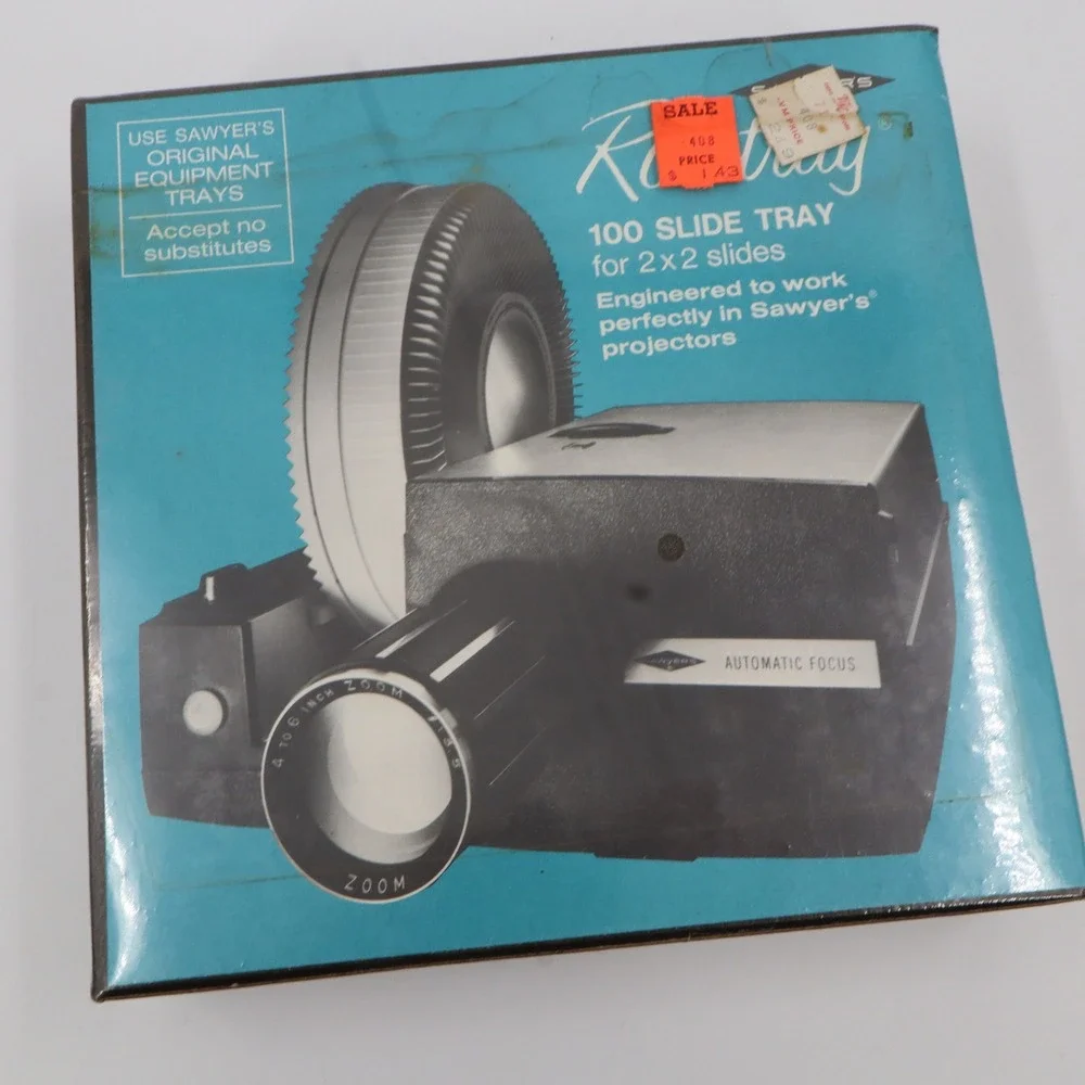 Vintage Sawyer's Rototray 100 Slide Tray Black 2x2 Vintage Projector NEW Sealed